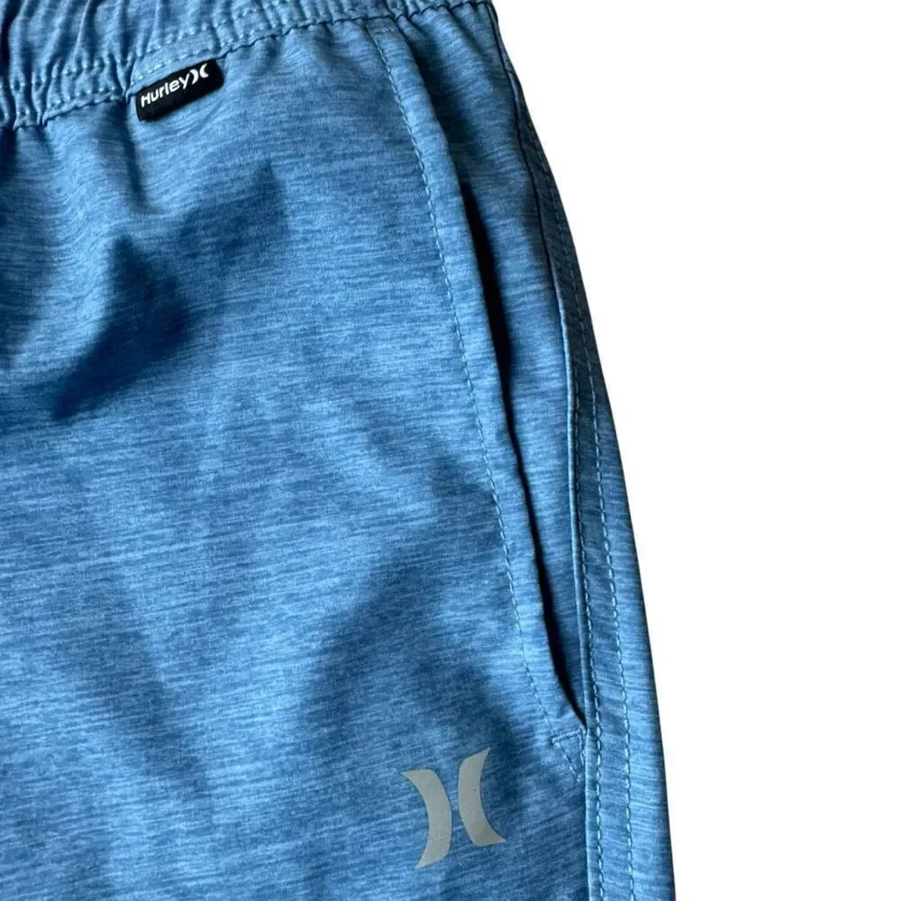 Hurley Medium Blue Pull On String Elastic Waist Hybrid Walk Shorts SZ S #2503